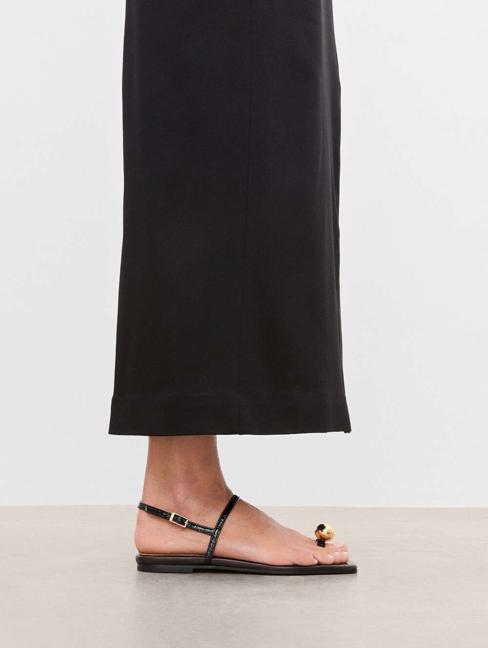 Flattered Idris Leather Snake Black Sandal